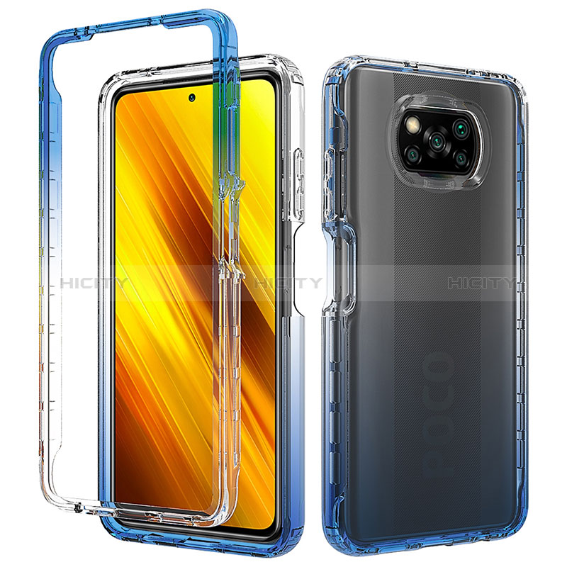 Custodia Silicone Trasparente Laterale 360 Gradi Cover ZJ3 per Xiaomi Poco X3 Pro Blu