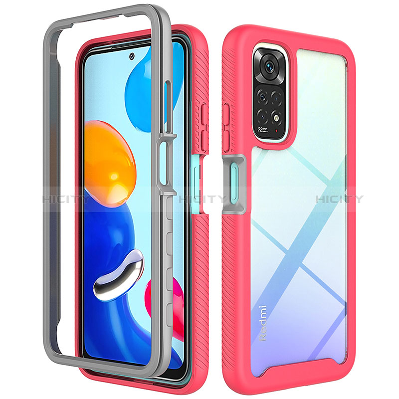 Custodia Silicone Trasparente Laterale 360 Gradi Cover ZJ3 per Xiaomi Redmi Note 11 4G (2022) Rosa Caldo