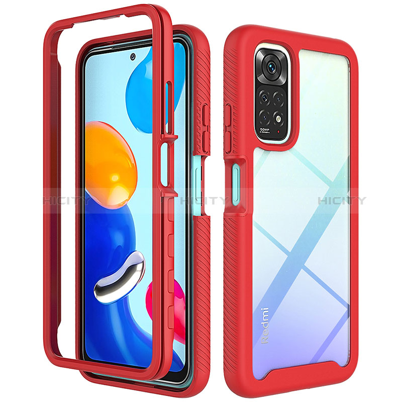 Custodia Silicone Trasparente Laterale 360 Gradi Cover ZJ3 per Xiaomi Redmi Note 11 4G (2022) Rosso