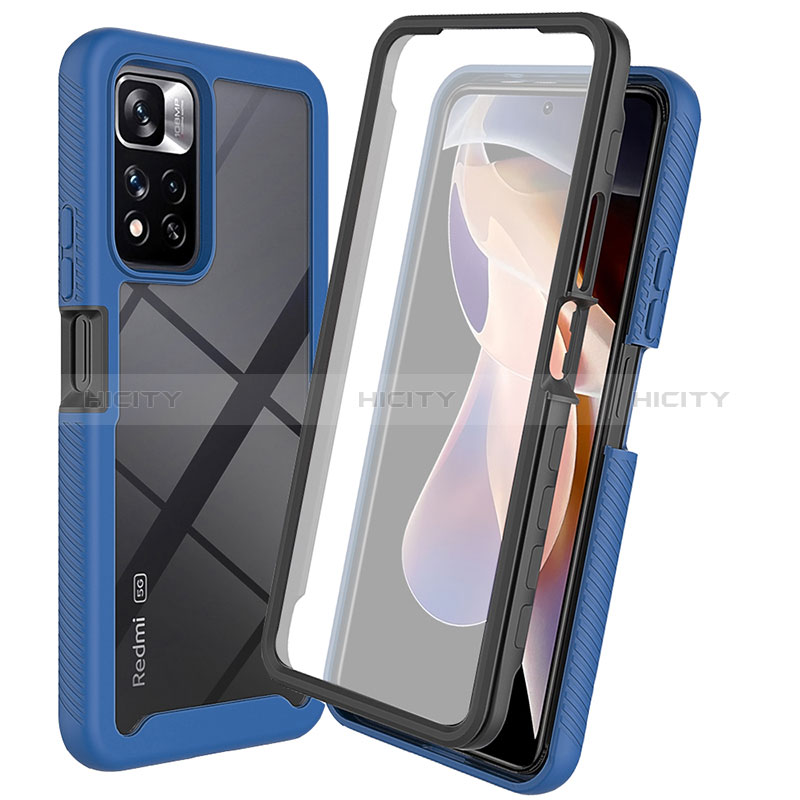 Custodia Silicone Trasparente Laterale 360 Gradi Cover ZJ3 per Xiaomi Redmi Note 11 Pro+ Plus 5G Blu