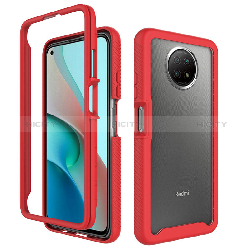 Custodia Silicone Trasparente Laterale 360 Gradi Cover ZJ3 per Xiaomi Redmi Note 9 5G Rosso