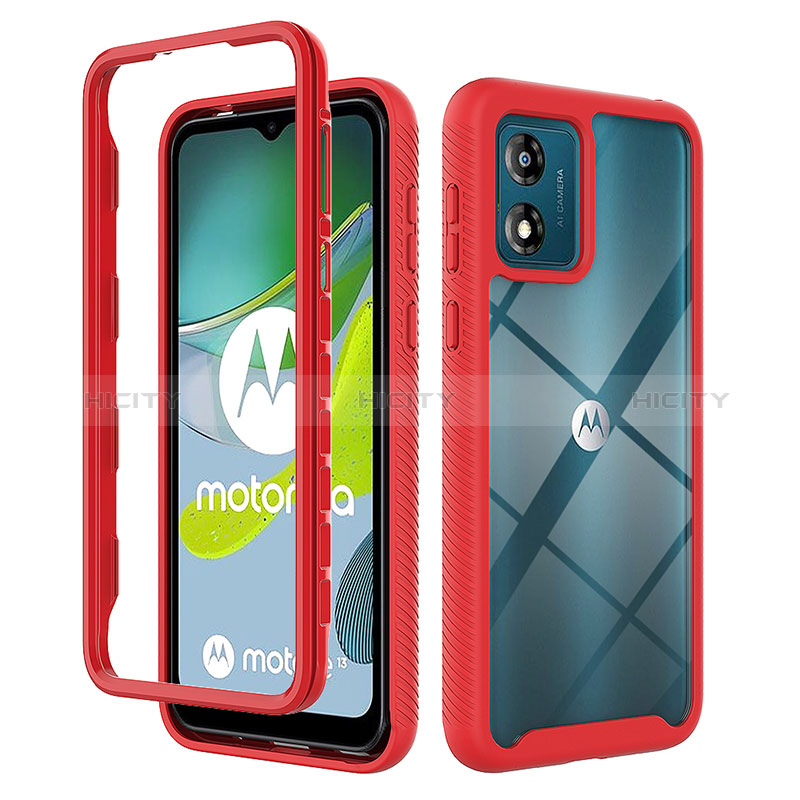 Custodia Silicone Trasparente Laterale 360 Gradi Cover ZJ4 per Motorola Moto E13 Rosso