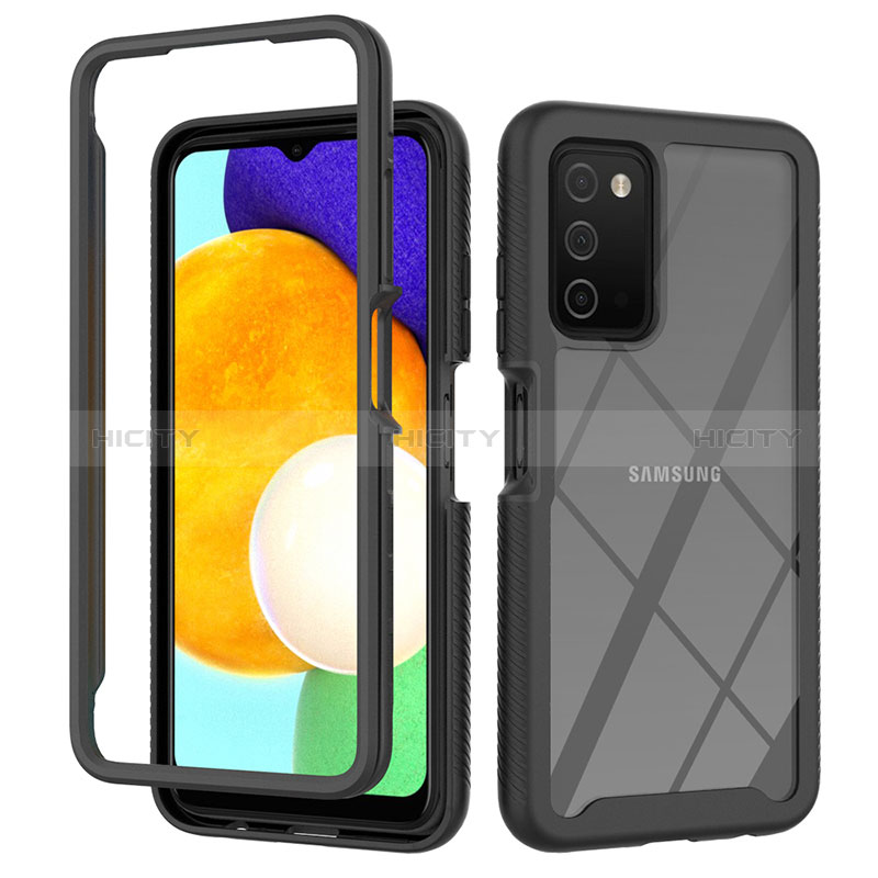 Custodia Silicone Trasparente Laterale 360 Gradi Cover ZJ4 per Samsung Galaxy A02s Nero