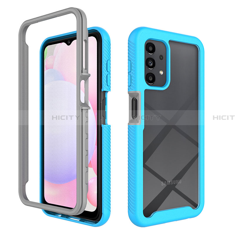 Custodia Silicone Trasparente Laterale 360 Gradi Cover ZJ4 per Samsung Galaxy A13 4G Cielo Blu