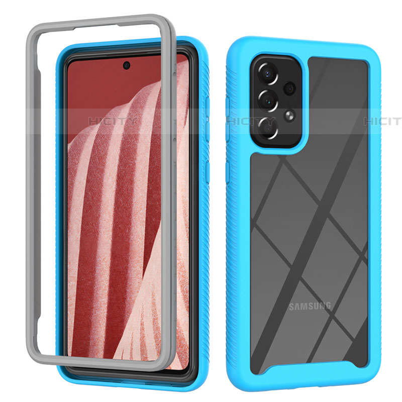 Custodia Silicone Trasparente Laterale 360 Gradi Cover ZJ4 per Samsung Galaxy A73 5G Cielo Blu