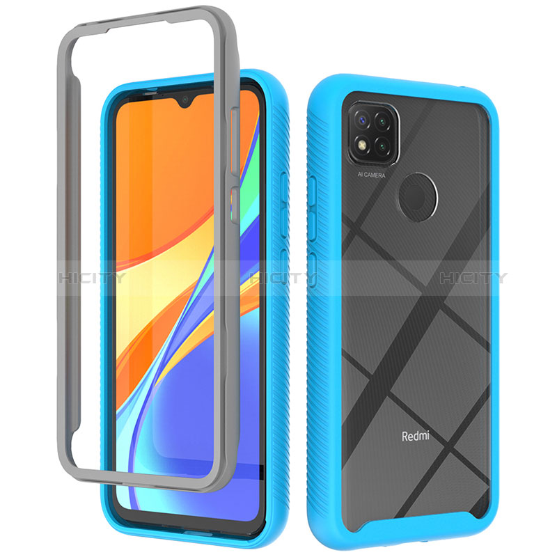 Custodia Silicone Trasparente Laterale 360 Gradi Cover ZJ4 per Xiaomi POCO C3 Cielo Blu