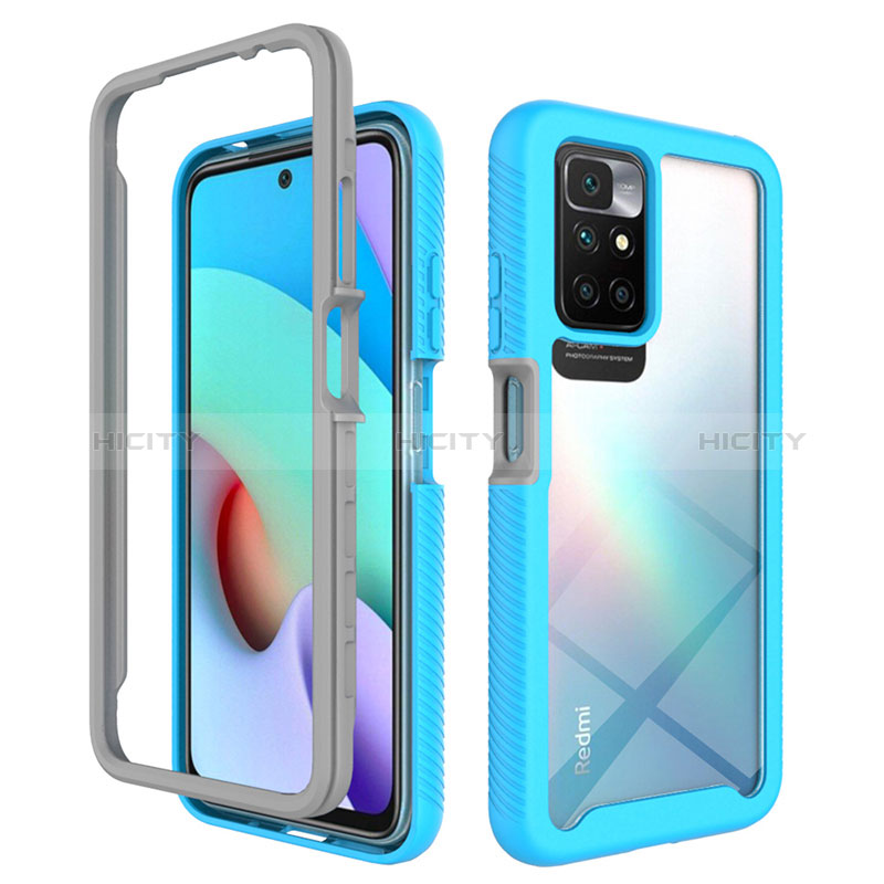 Custodia Silicone Trasparente Laterale 360 Gradi Cover ZJ4 per Xiaomi Redmi 10 (2022) Cielo Blu