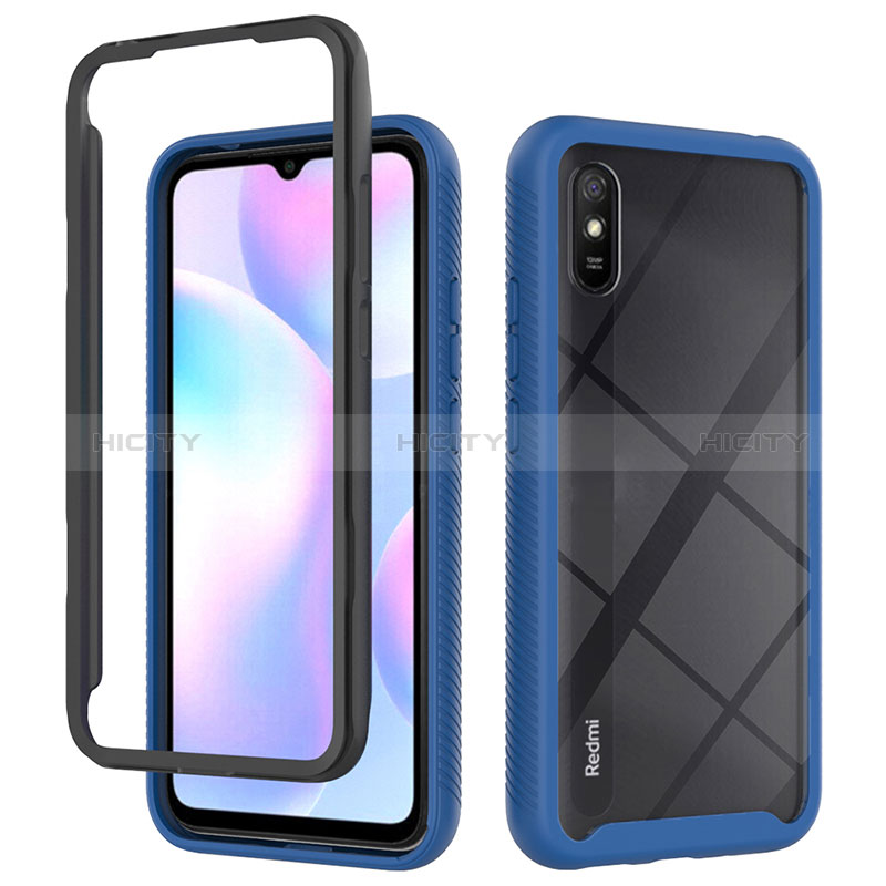 Custodia Silicone Trasparente Laterale 360 Gradi Cover ZJ4 per Xiaomi Redmi 9A Blu