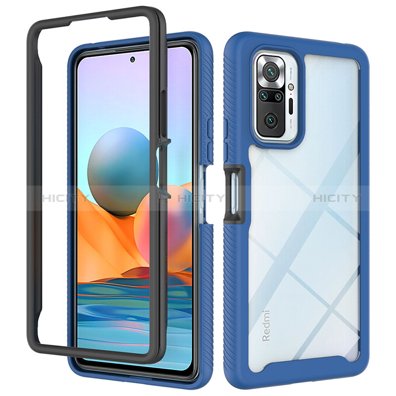 Custodia Silicone Trasparente Laterale 360 Gradi Cover ZJ4 per Xiaomi Redmi Note 10 Pro 4G Blu