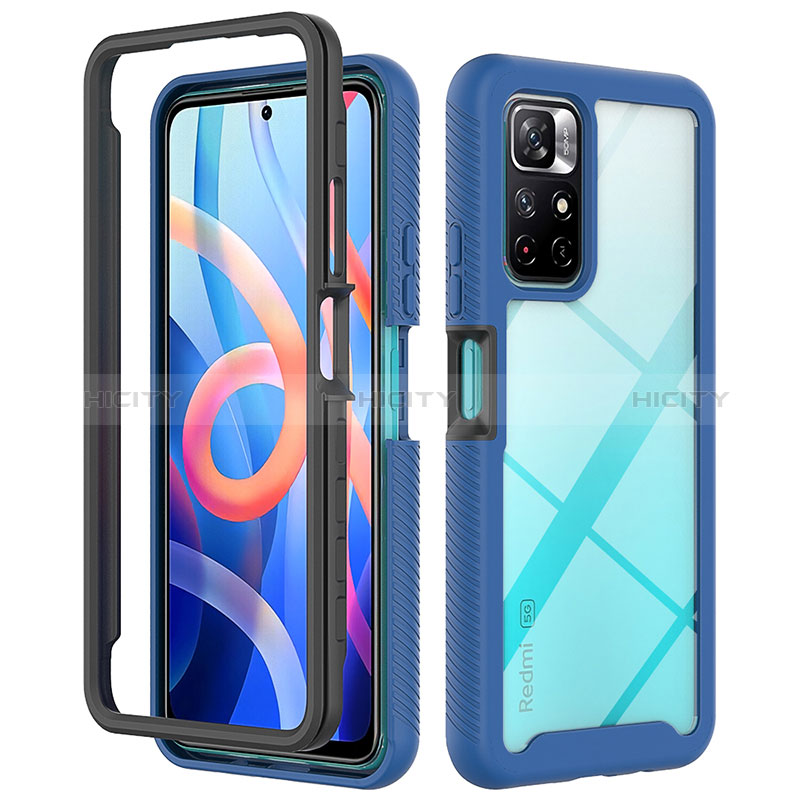 Custodia Silicone Trasparente Laterale 360 Gradi Cover ZJ4 per Xiaomi Redmi Note 11 5G Blu