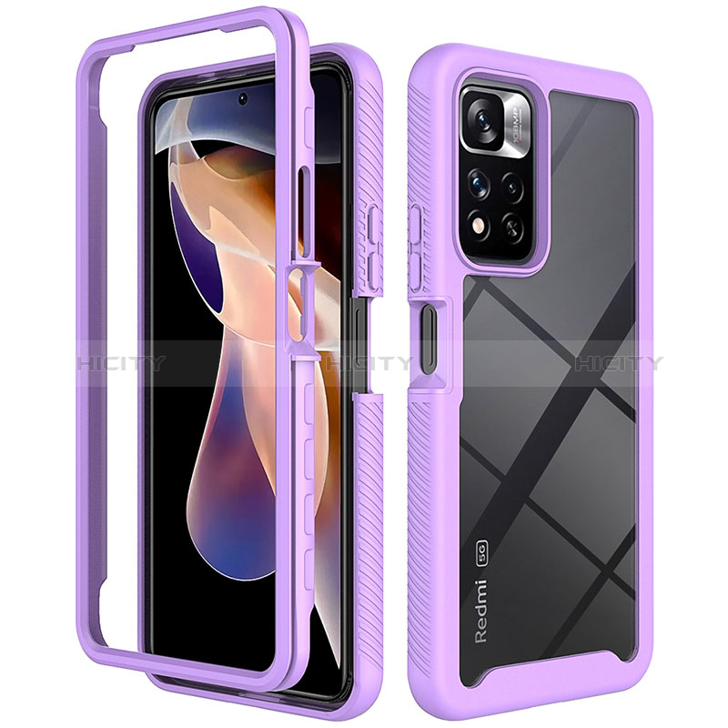 Custodia Silicone Trasparente Laterale 360 Gradi Cover ZJ4 per Xiaomi Redmi Note 11 Pro+ Plus 5G Lavanda