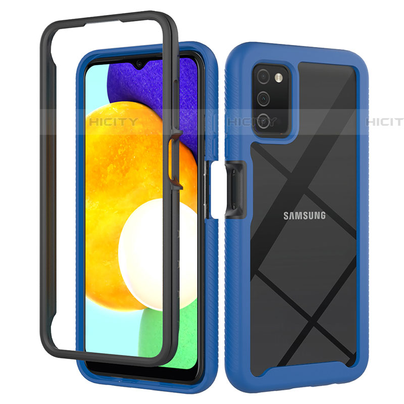 Custodia Silicone Trasparente Laterale 360 Gradi Cover ZJ5 per Samsung Galaxy A03s Blu