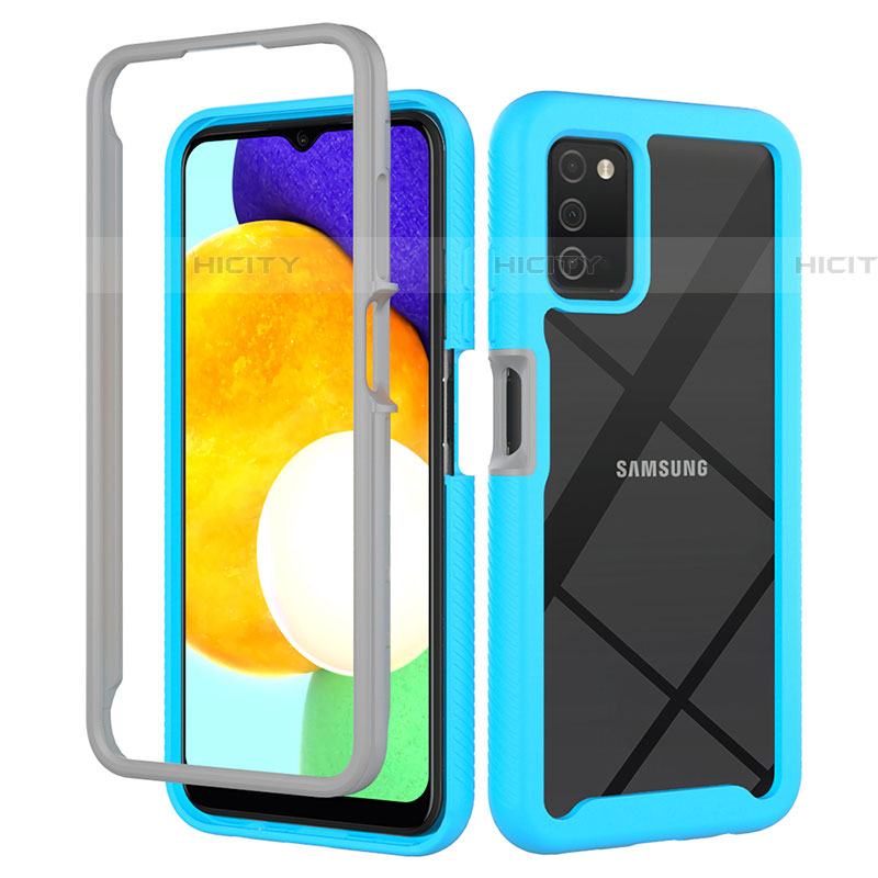 Custodia Silicone Trasparente Laterale 360 Gradi Cover ZJ5 per Samsung Galaxy A03s Cielo Blu