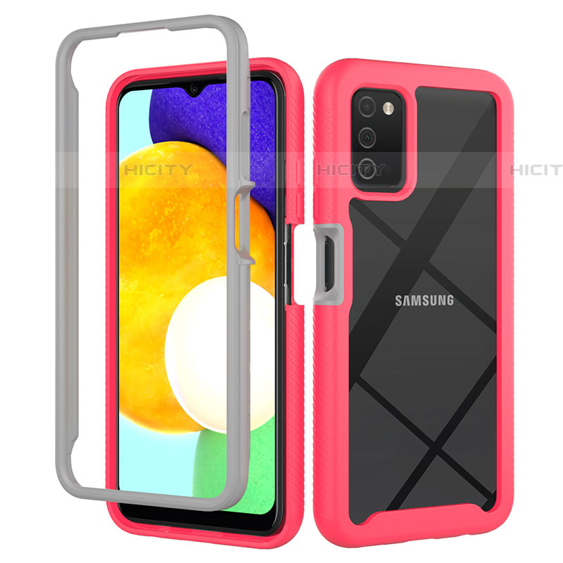 Custodia Silicone Trasparente Laterale 360 Gradi Cover ZJ5 per Samsung Galaxy A03s Rosa Caldo