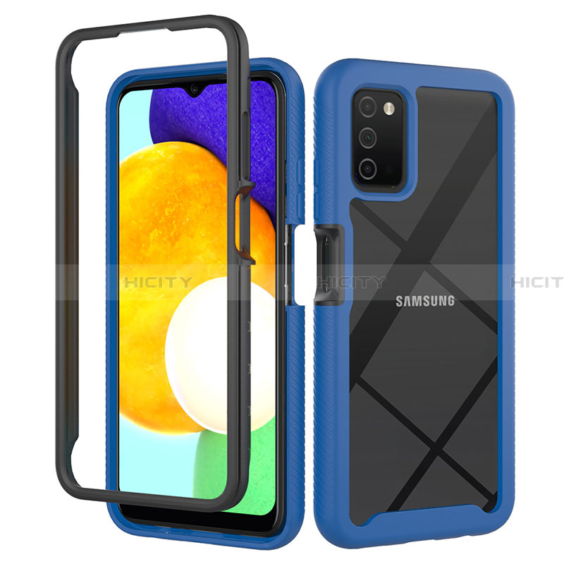 Custodia Silicone Trasparente Laterale 360 Gradi Cover ZJ5 per Samsung Galaxy F02S SM-E025F Blu