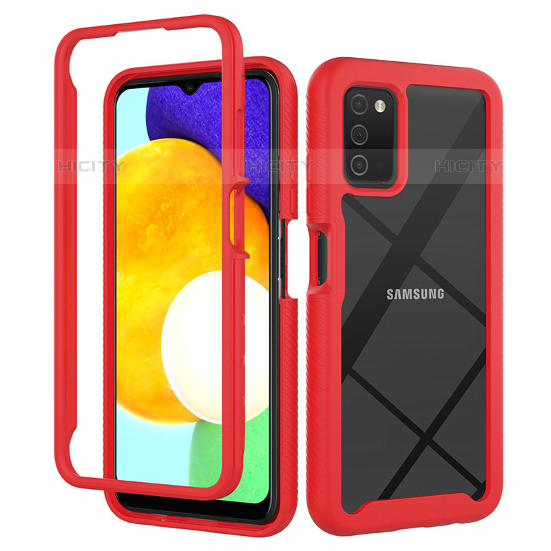 Custodia Silicone Trasparente Laterale 360 Gradi Cover ZJ5 per Samsung Galaxy M02s Rosso