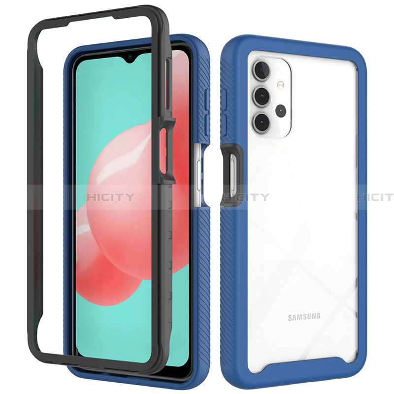 Custodia Silicone Trasparente Laterale 360 Gradi Cover ZJ6 per Samsung Galaxy A32 4G Blu