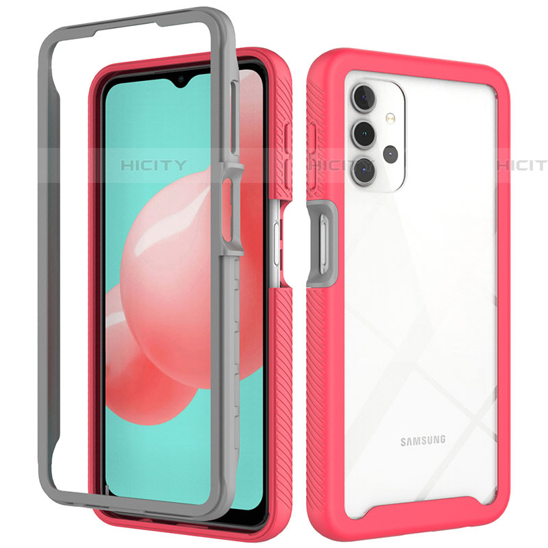 Custodia Silicone Trasparente Laterale 360 Gradi Cover ZJ6 per Samsung Galaxy A32 5G Rosa Caldo