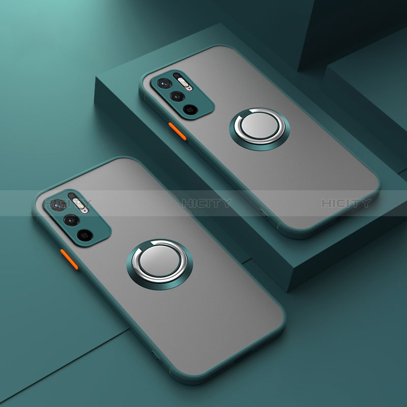 Custodia Silicone Trasparente Laterale con Magnetico Anello Supporto T01 per Xiaomi Redmi Note 10T 5G