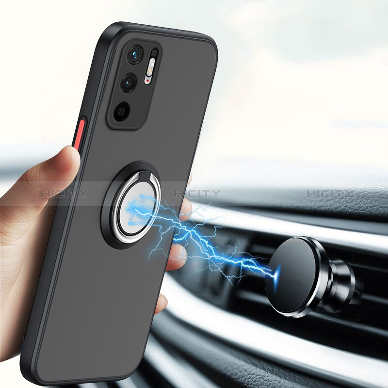 Custodia Silicone Trasparente Laterale con Magnetico Anello Supporto T01 per Xiaomi Redmi Note 11 SE 5G