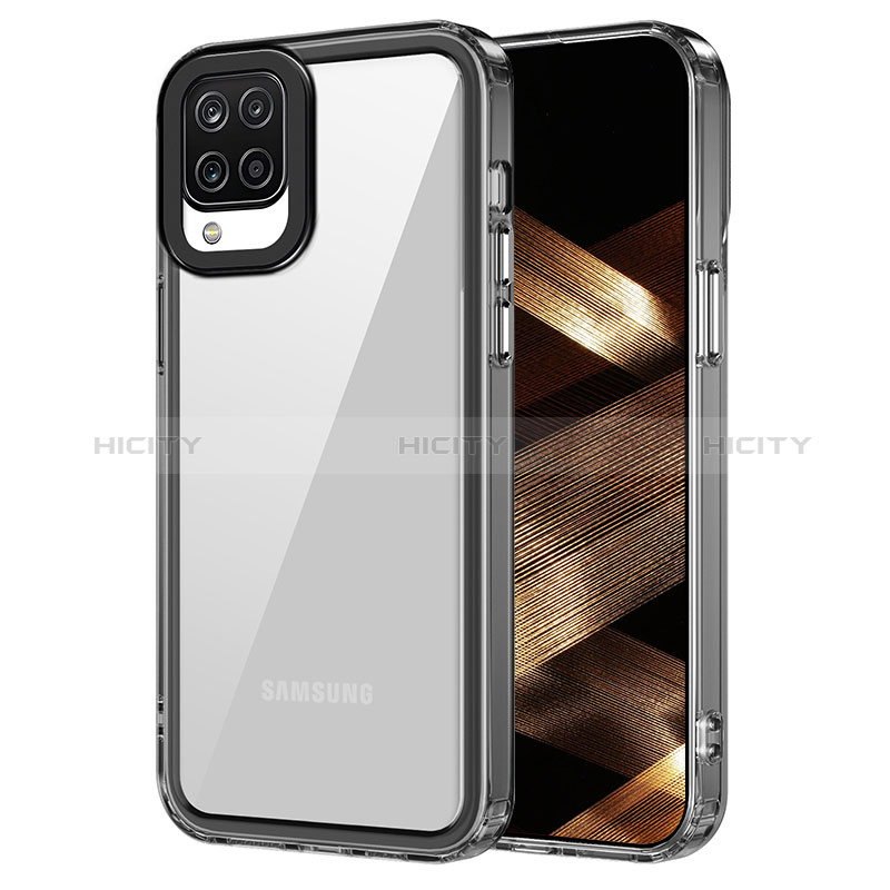 Custodia Silicone Trasparente Laterale Cover AC1 per Samsung Galaxy A12 Nero