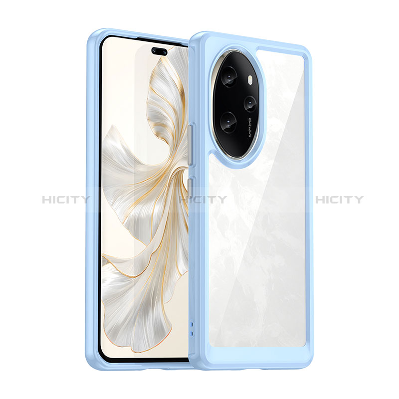 Custodia Silicone Trasparente Laterale Cover J01S per Huawei Honor 100 Pro 5G Azzurro