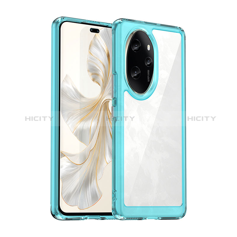 Custodia Silicone Trasparente Laterale Cover J01S per Huawei Honor 100 Pro 5G Blu