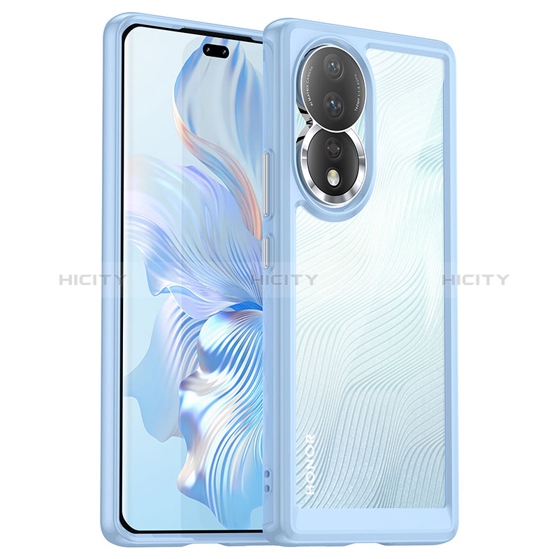 Custodia Silicone Trasparente Laterale Cover J01S per Huawei Honor 80 5G Cielo Blu