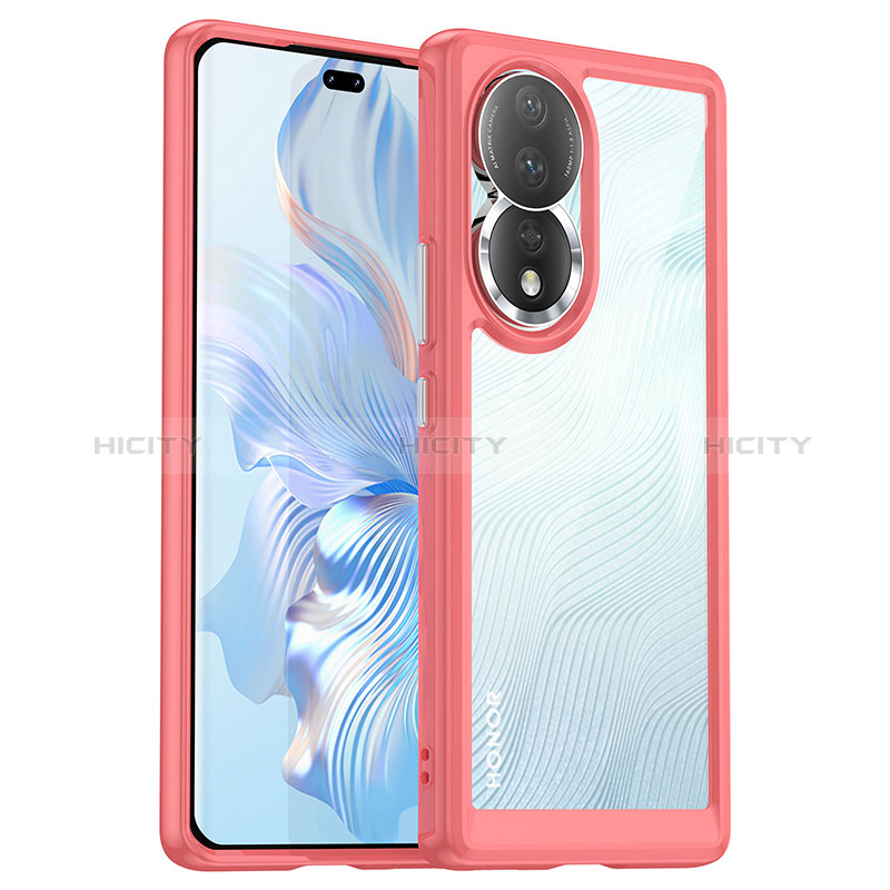 Custodia Silicone Trasparente Laterale Cover J01S per Huawei Honor 80 5G Rosa Caldo