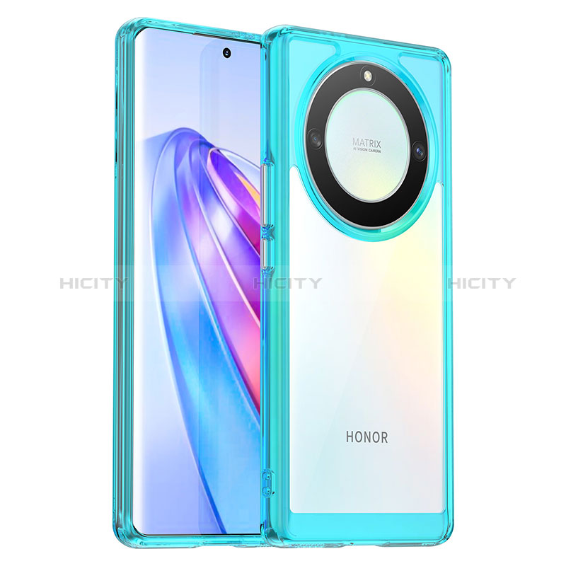 Custodia Silicone Trasparente Laterale Cover J01S per Huawei Honor Magic5 Lite 5G Blu