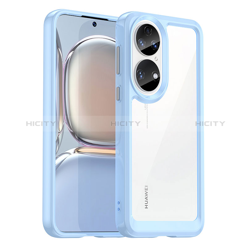 Custodia Silicone Trasparente Laterale Cover J01S per Huawei P50 Cielo Blu