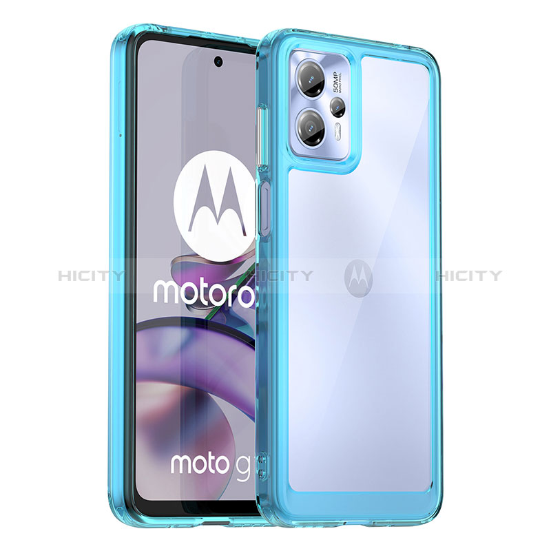 Custodia Silicone Trasparente Laterale Cover J01S per Motorola Moto G13 Blu