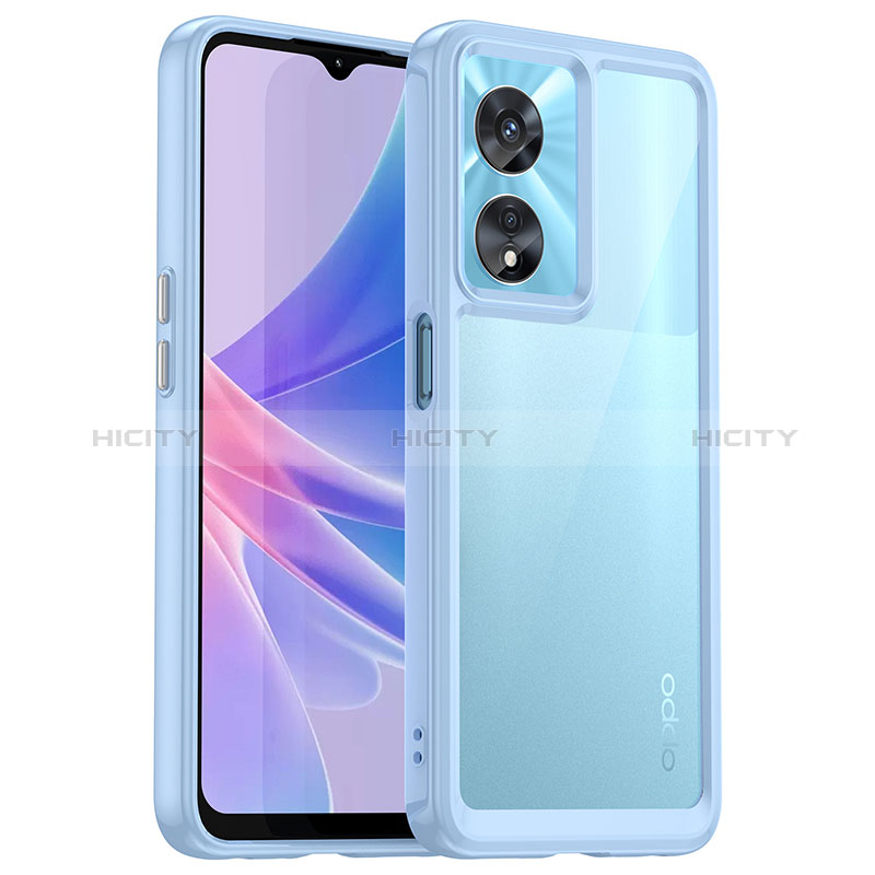 Custodia Silicone Trasparente Laterale Cover J01S per Oppo Reno8 T 5G Blu