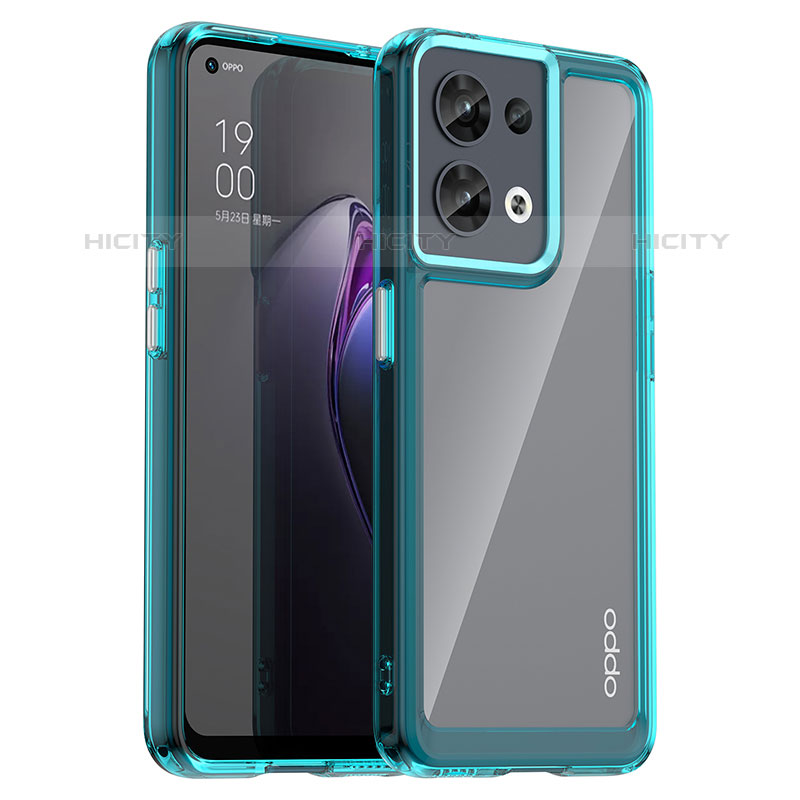 Custodia Silicone Trasparente Laterale Cover J01S per Oppo Reno9 5G Ciano