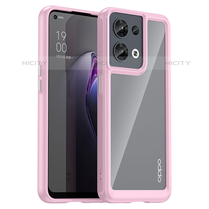 Custodia Silicone Trasparente Laterale Cover J01S per Oppo Reno9 Pro 5G Rosa