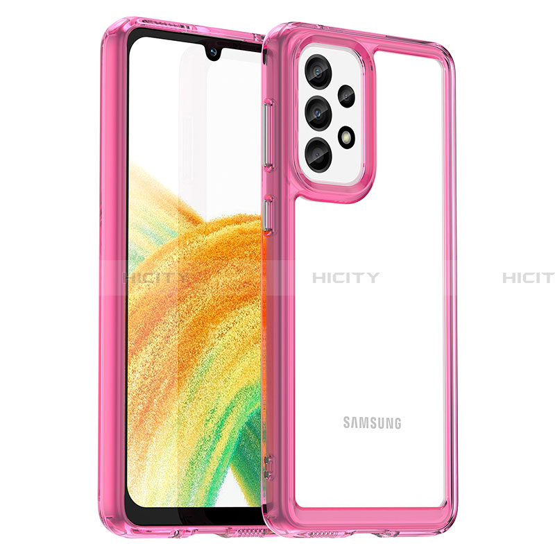 Custodia Silicone Trasparente Laterale Cover J01S per Samsung Galaxy A33 5G Rosa Caldo