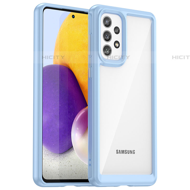 Custodia Silicone Trasparente Laterale Cover J01S per Samsung Galaxy A73 5G Blu