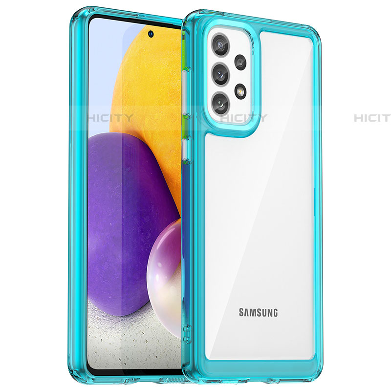 Custodia Silicone Trasparente Laterale Cover J01S per Samsung Galaxy A73 5G Ciano