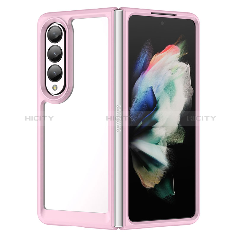 Custodia Silicone Trasparente Laterale Cover J01S per Samsung Galaxy Z Fold3 5G Rosa