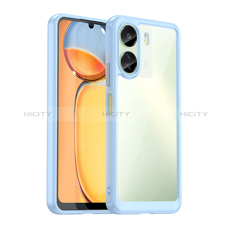 Custodia Silicone Trasparente Laterale Cover J01S per Xiaomi Poco C65 Blu