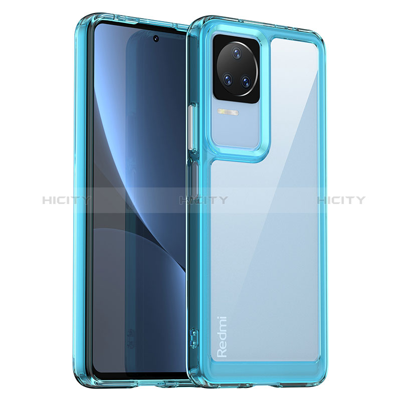 Custodia Silicone Trasparente Laterale Cover J01S per Xiaomi Poco F4 5G Cielo Blu