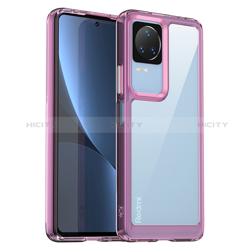 Custodia Silicone Trasparente Laterale Cover J01S per Xiaomi Poco F4 5G Lavanda