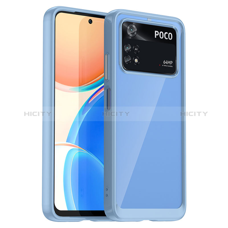 Custodia Silicone Trasparente Laterale Cover J01S per Xiaomi Poco M4 Pro 4G Cielo Blu