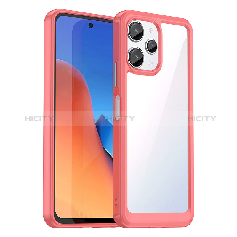 Custodia Silicone Trasparente Laterale Cover J01S per Xiaomi Poco M6 Pro 5G Rosso