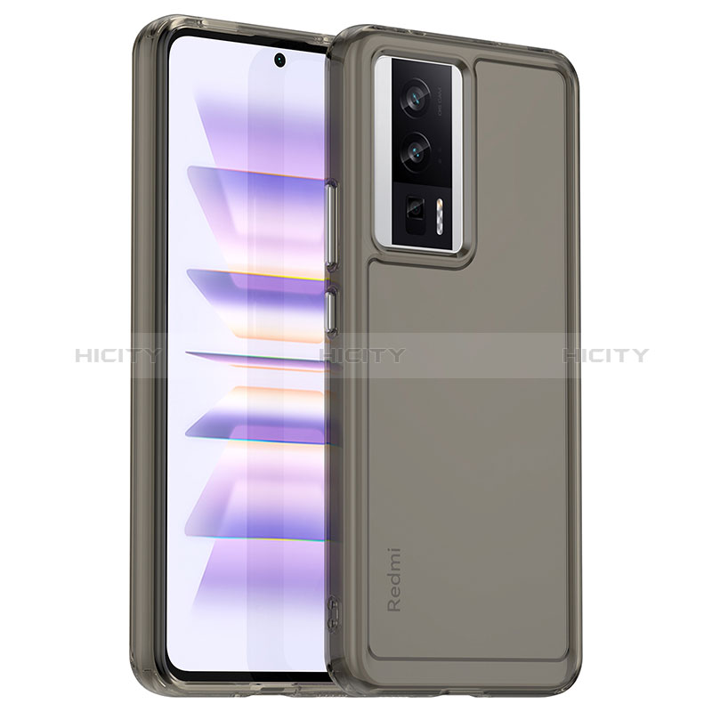 Custodia Silicone Trasparente Laterale Cover J01S per Xiaomi Redmi K60 Pro 5G Grigio Scuro