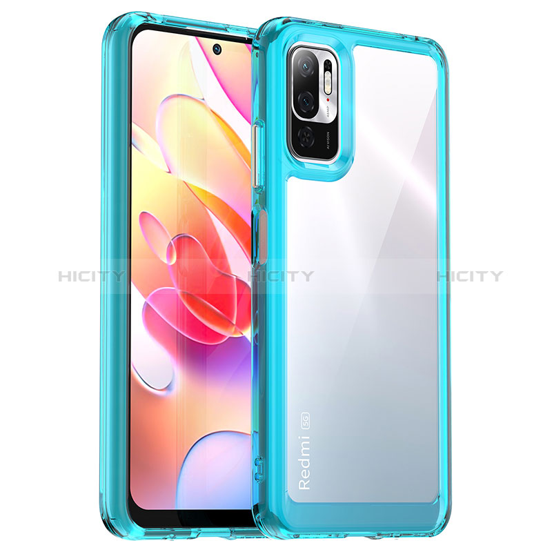 Custodia Silicone Trasparente Laterale Cover J01S per Xiaomi Redmi Note 10 5G Ciano