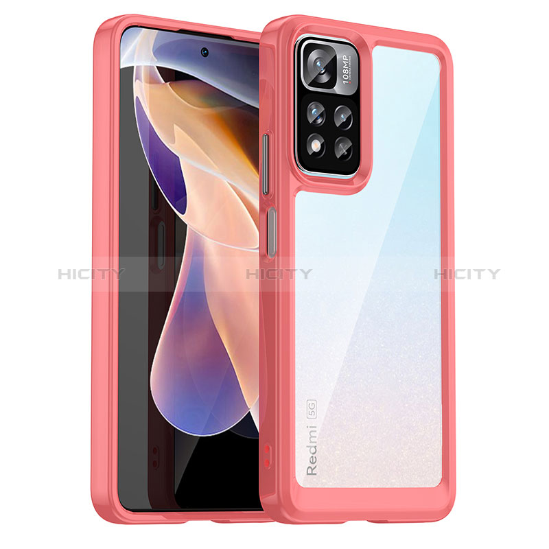 Custodia Silicone Trasparente Laterale Cover J01S per Xiaomi Redmi Note 11 Pro+ Plus 5G