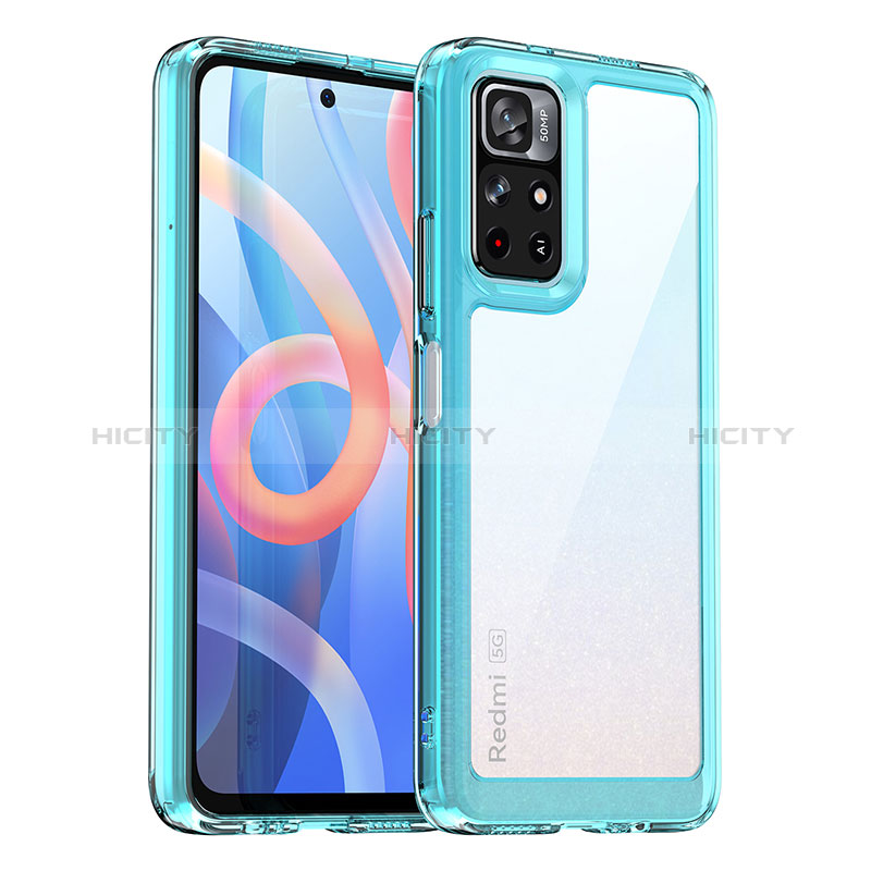 Custodia Silicone Trasparente Laterale Cover J01S per Xiaomi Redmi Note 11T 5G Cielo Blu