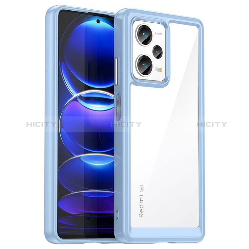 Custodia Silicone Trasparente Laterale Cover J01S per Xiaomi Redmi Note 12 Explorer Blu