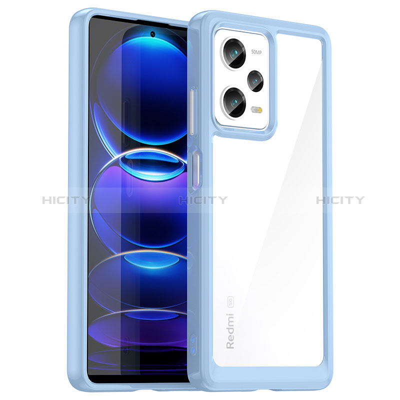 Custodia Silicone Trasparente Laterale Cover J01S per Xiaomi Redmi Note 12 Pro 5G Blu